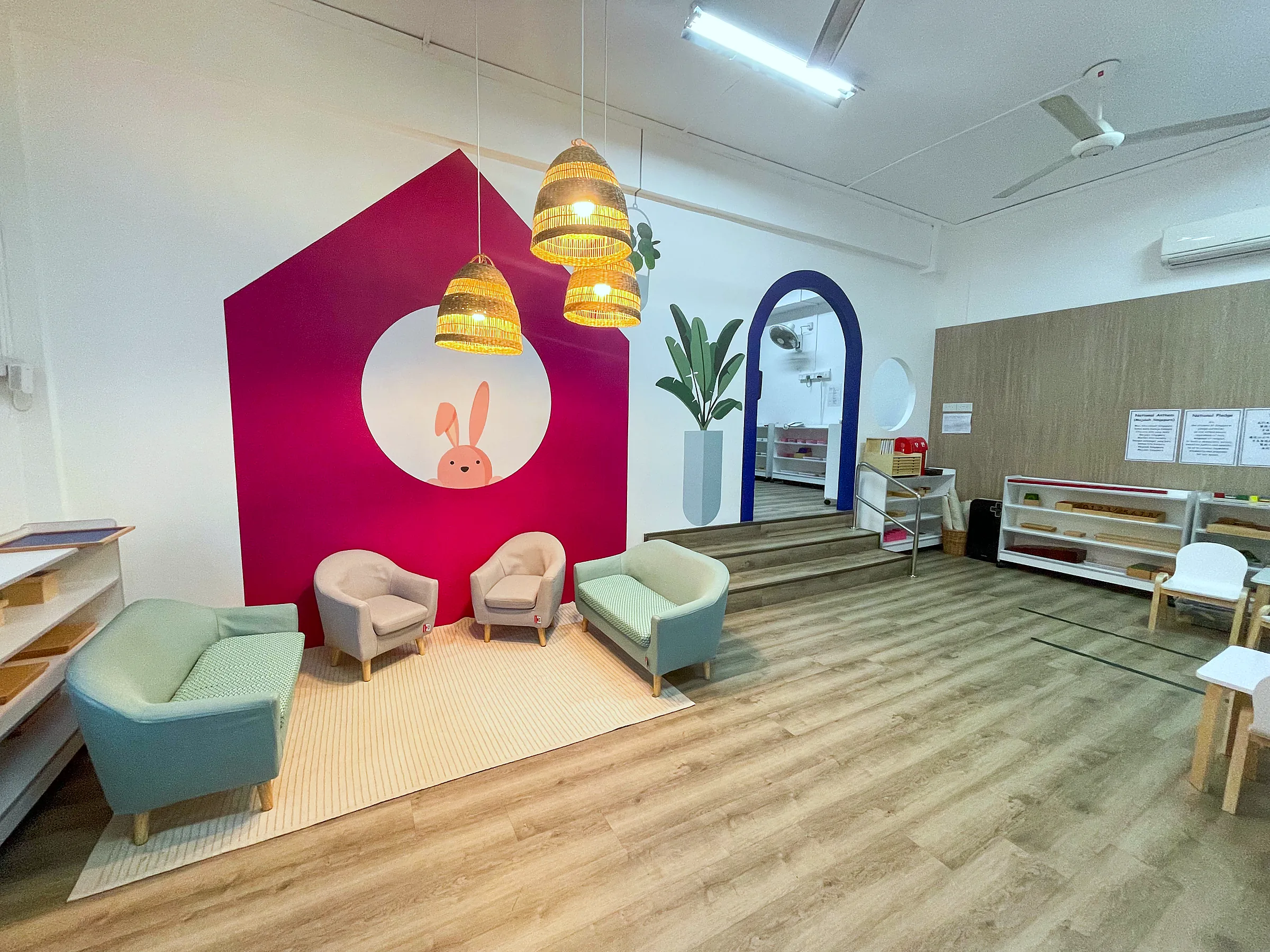 Inside Josiah Montessori Pasir Ris — a quiet reading corner.