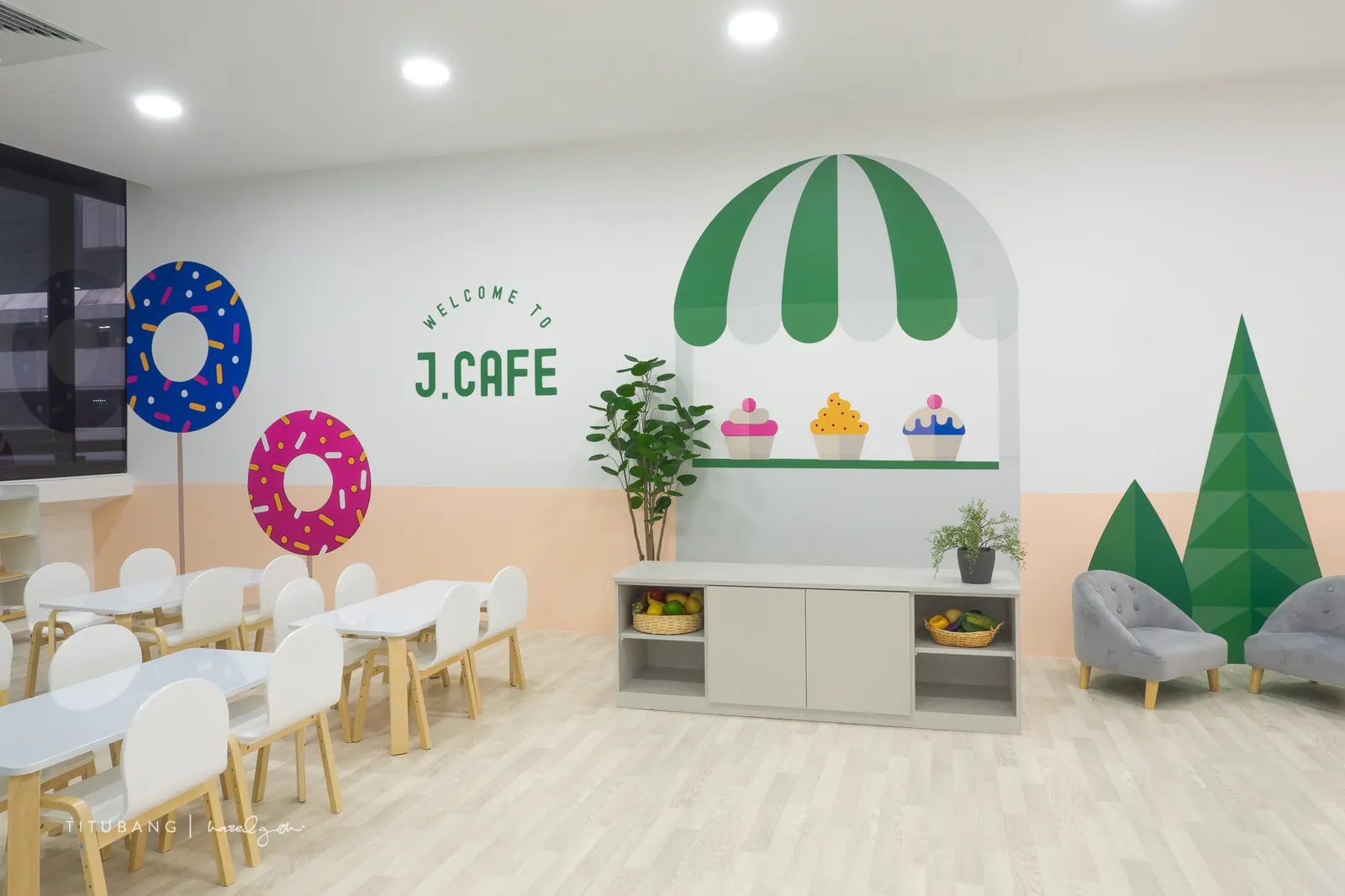 The J.Cafe corner at Josiah Montessori Raffles Place, where children take their meals.