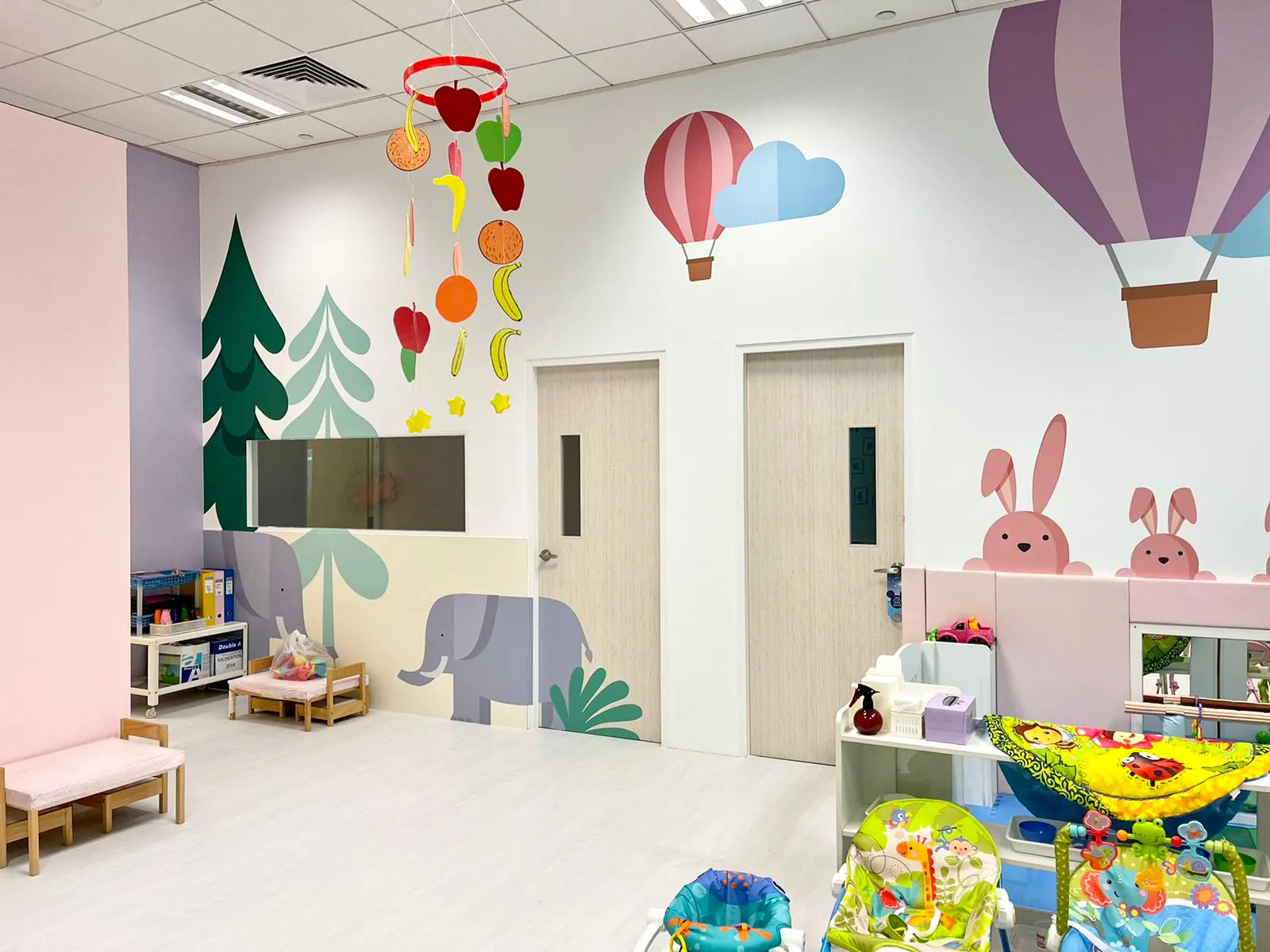 The infant area at Changi Business Park, under the hot-air-balloon wall.