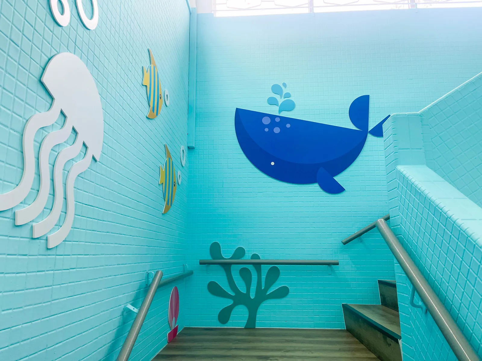 The under-the-sea stairwell at Josiah Montessori Pasir Ris.