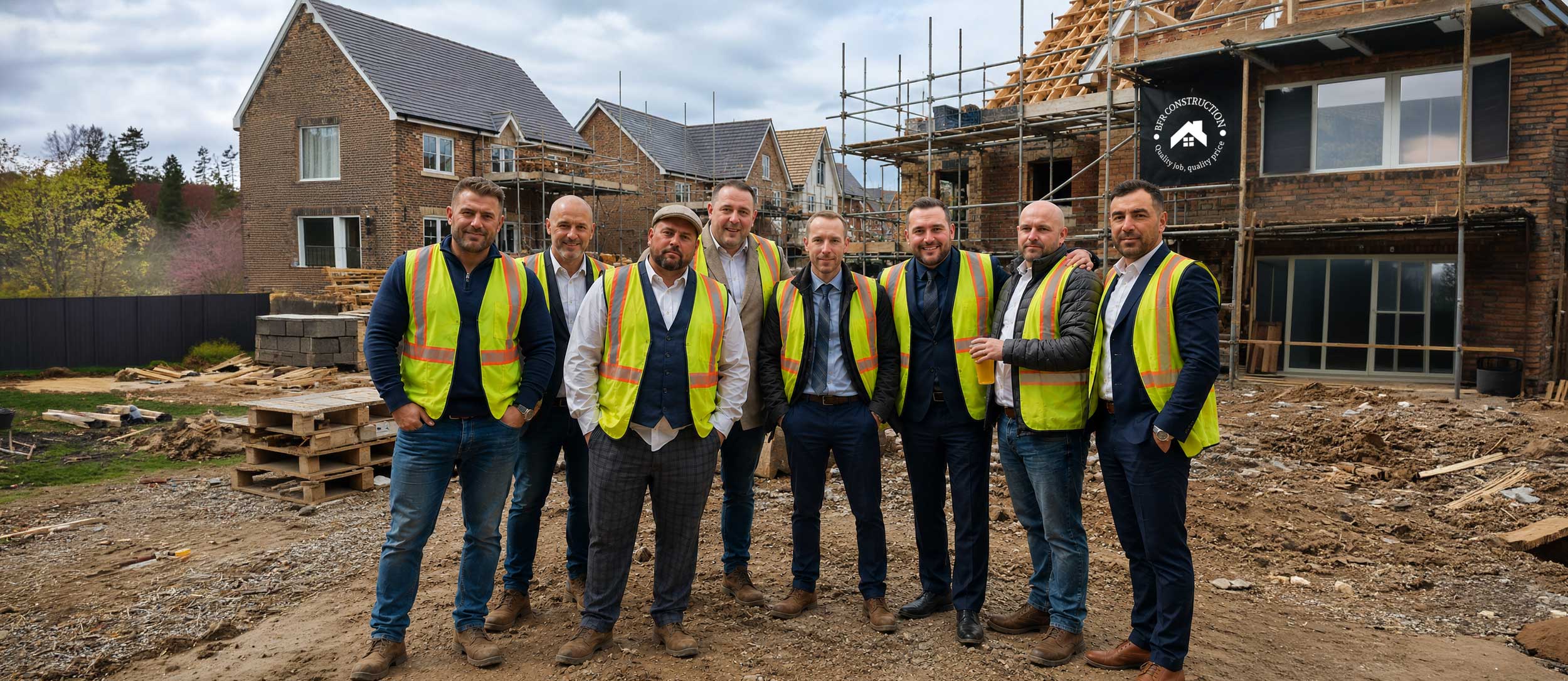 BFR Construction team at a residential housing development with homes under construction.