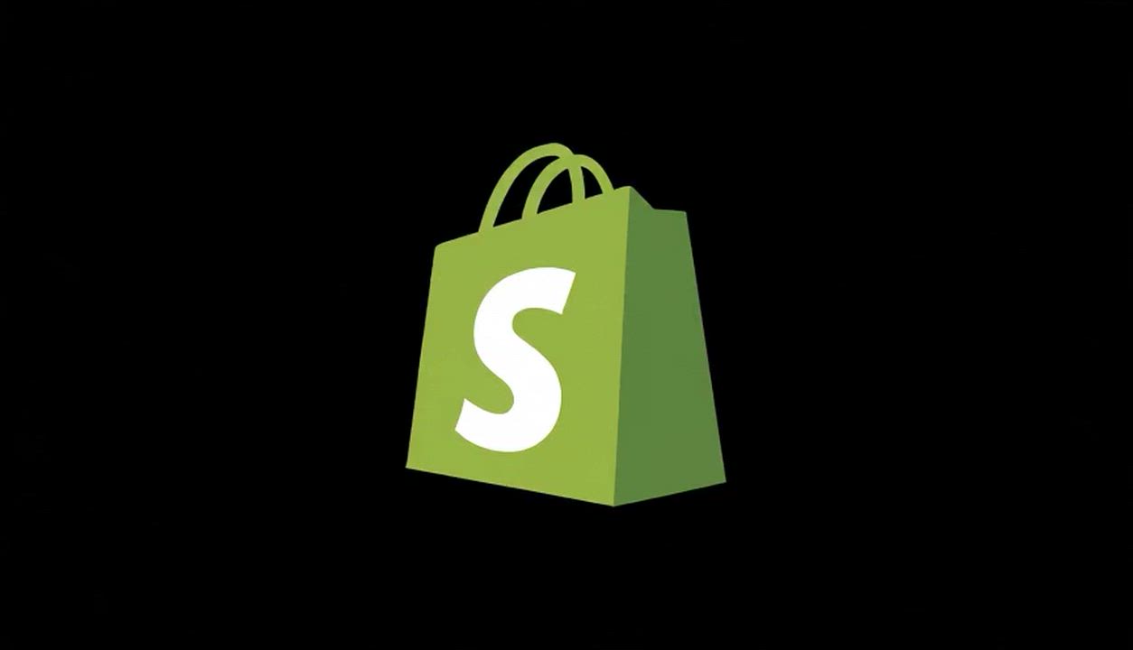 Shopify shopping bag logo on a black background