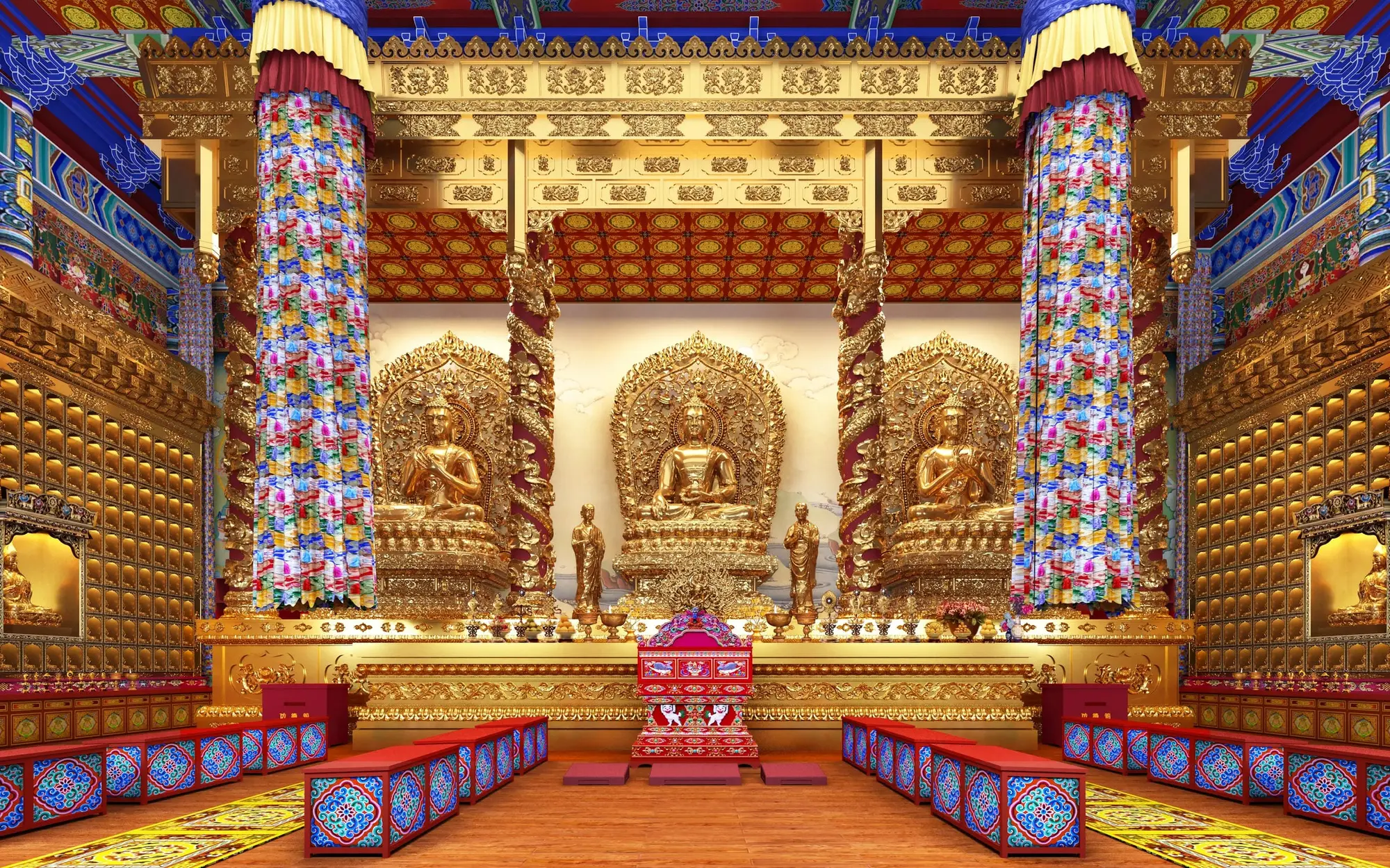 A detailed architectural interior developed through 3D design modelling and visualisation.