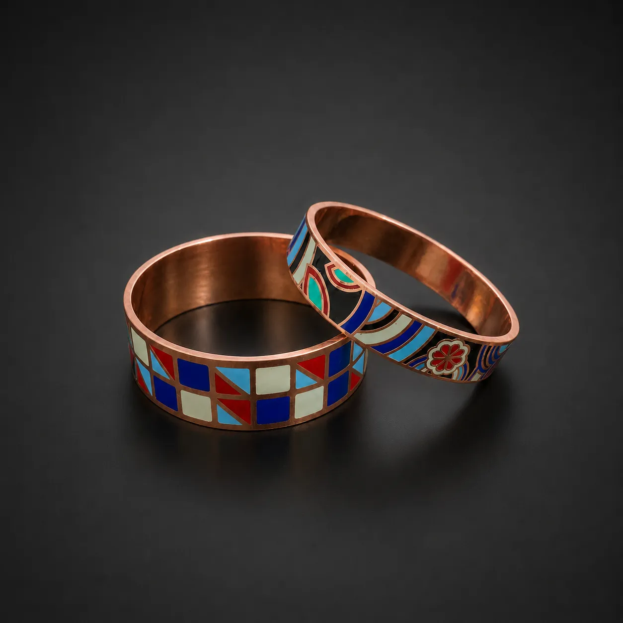 Enameled Copper Jewelry Collection — Enamelled copper bracelets