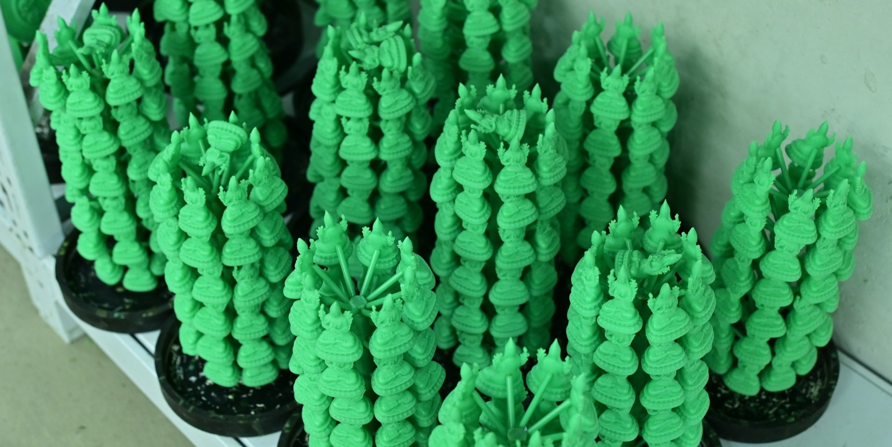 Wax patterns — an intermediate stage in casting.