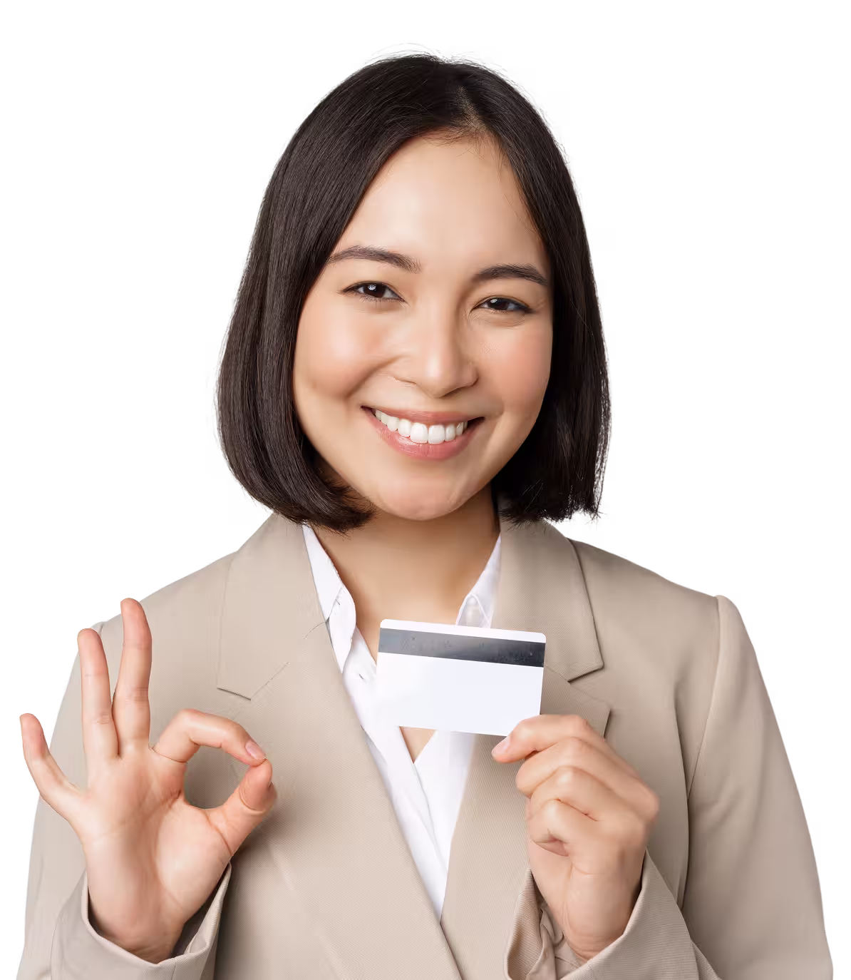 Donna con una carta di pagamento