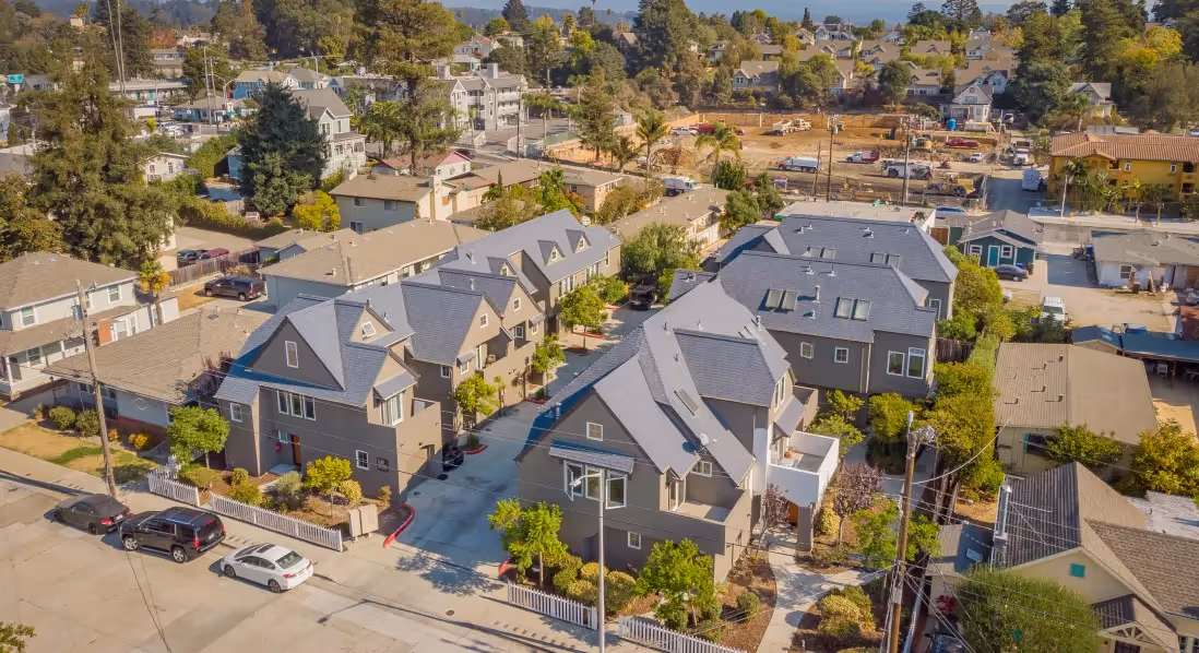 Aerial view of apartments