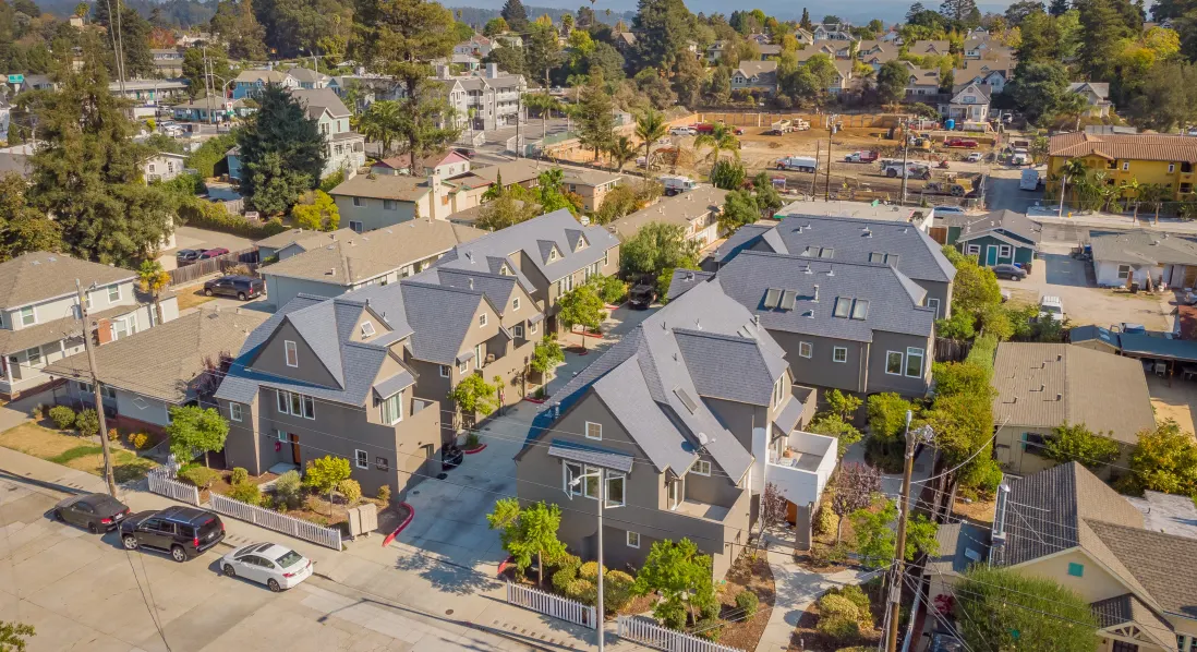 Aerial view of apartments