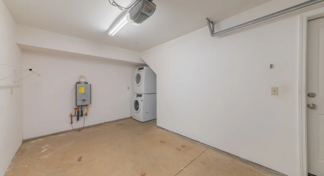 Garage with washer and dryer