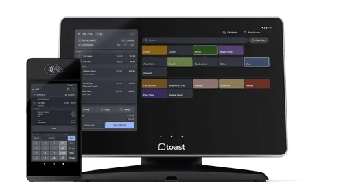 Toast's POS system on mobile and desktop