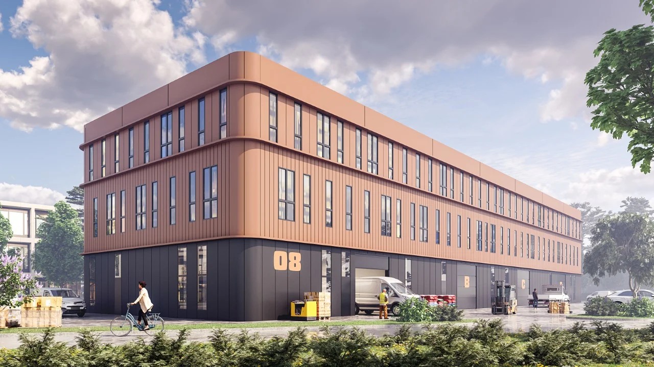 Arkitektillustration av planerad byggnad T3 i F60 Företagspark