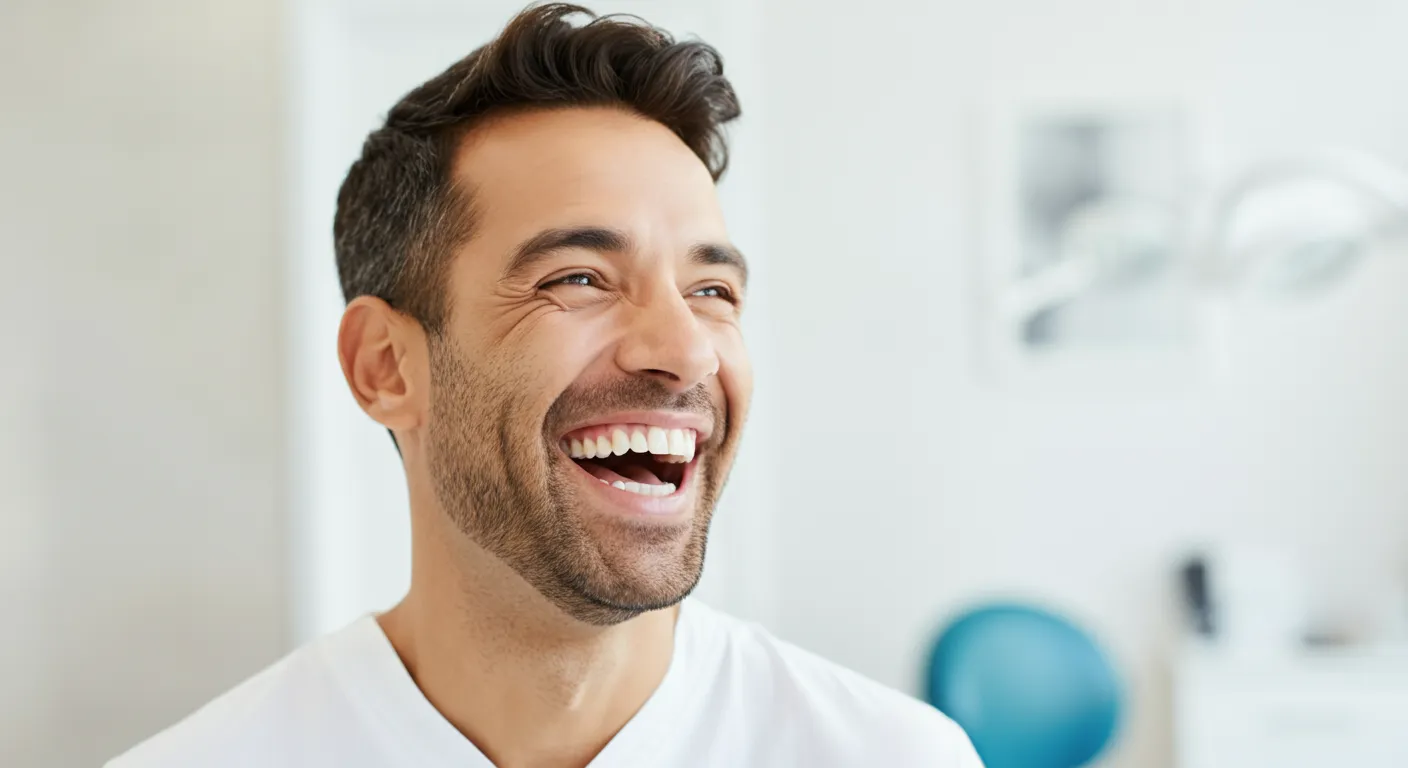 Smiling man with short dark hair and beard wearing a white shirt in a bright room.