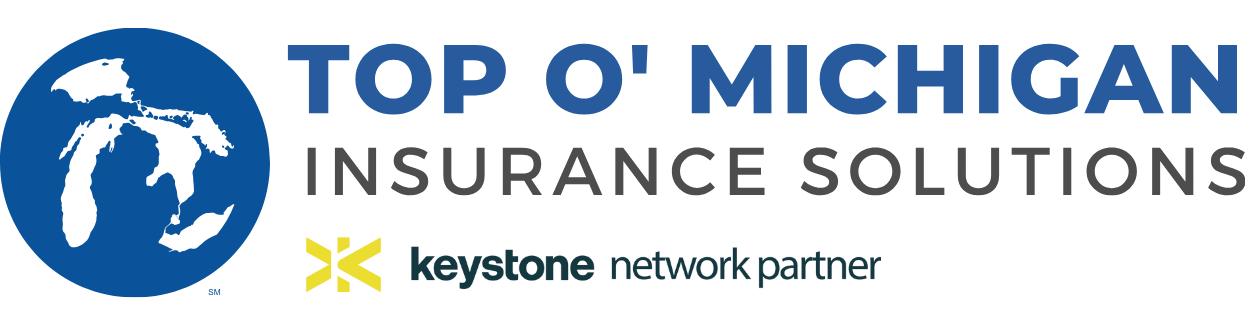 Top O' Michigan Insurance Solutions logo with Keystone partner branding