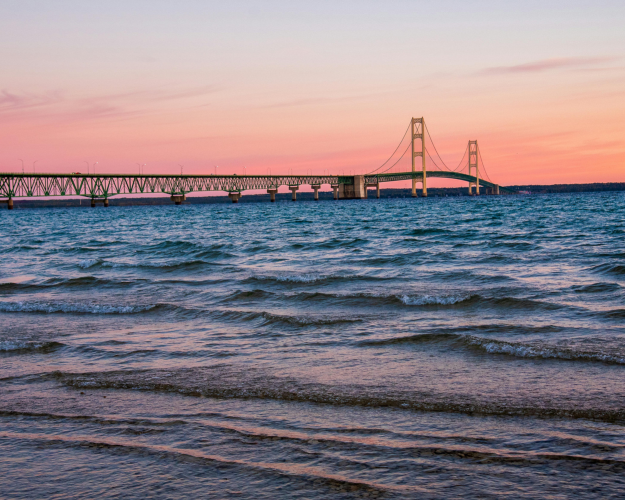 A Michigan lake at sunset