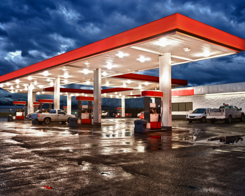 Gas station fuel pumps