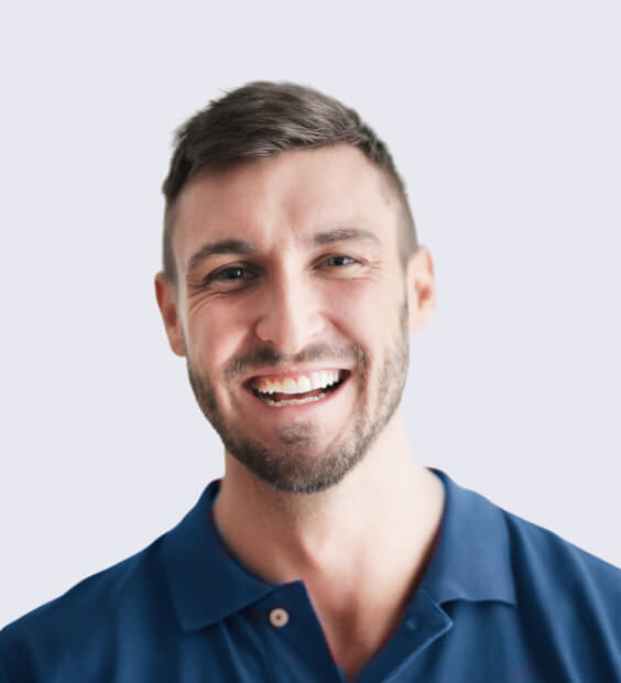 Man in blue shirt