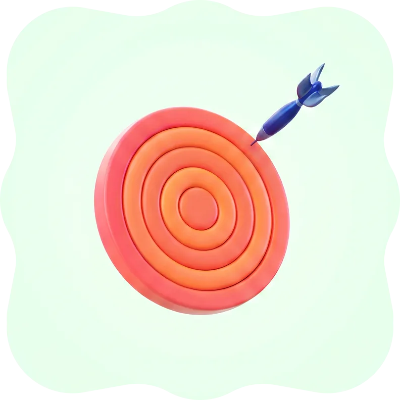 Red and orange target with a blue dart hitting near the outer rings.