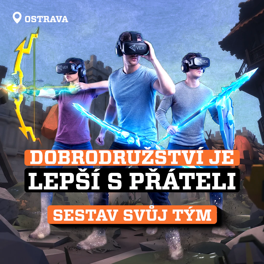VEX VR adventure game promotional graphic for team play in Ostrava