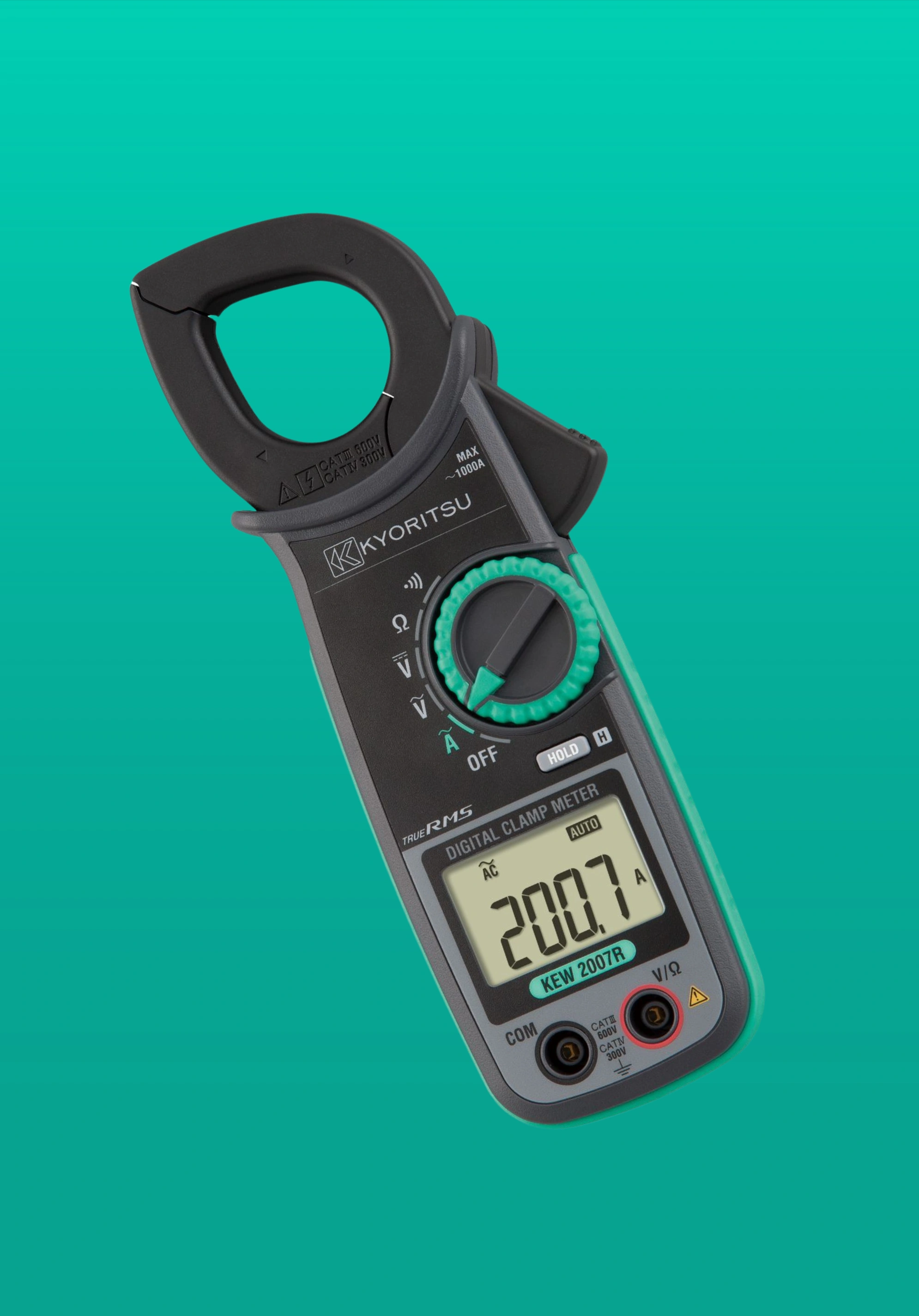 Kyoritsu digital multimeter product image with three-year warranty badge