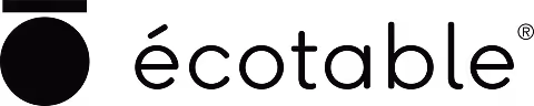 Logo avec un cercle noir à gauche et le texte écotable à droite.