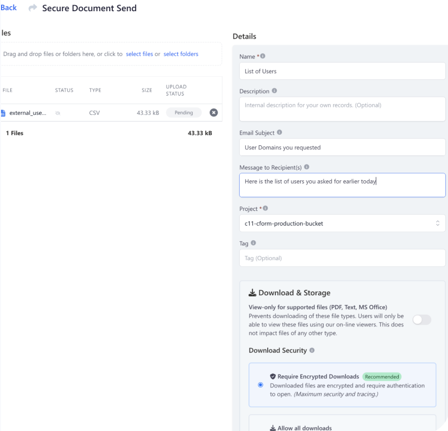 Secure Document Exchange