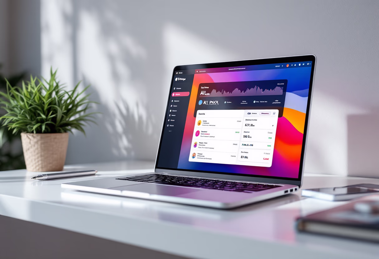 [interface] image of a settings dashboard for ai fintech, displayed on a laptop screen