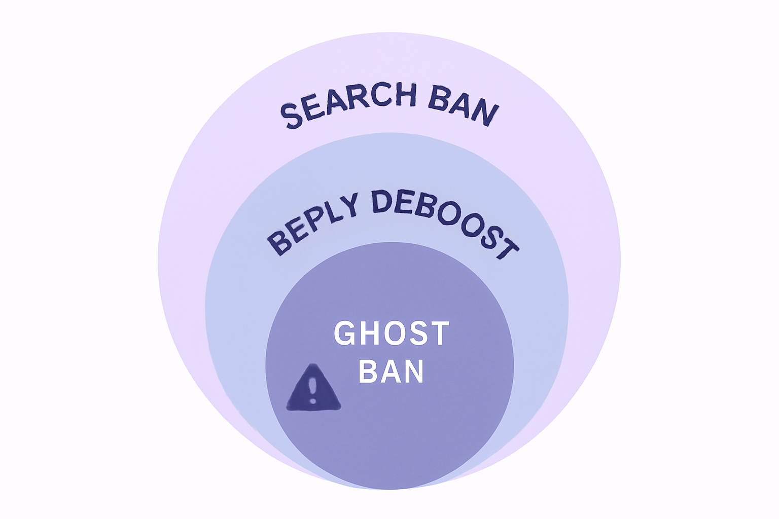Three types of Twitter shadowban visualization