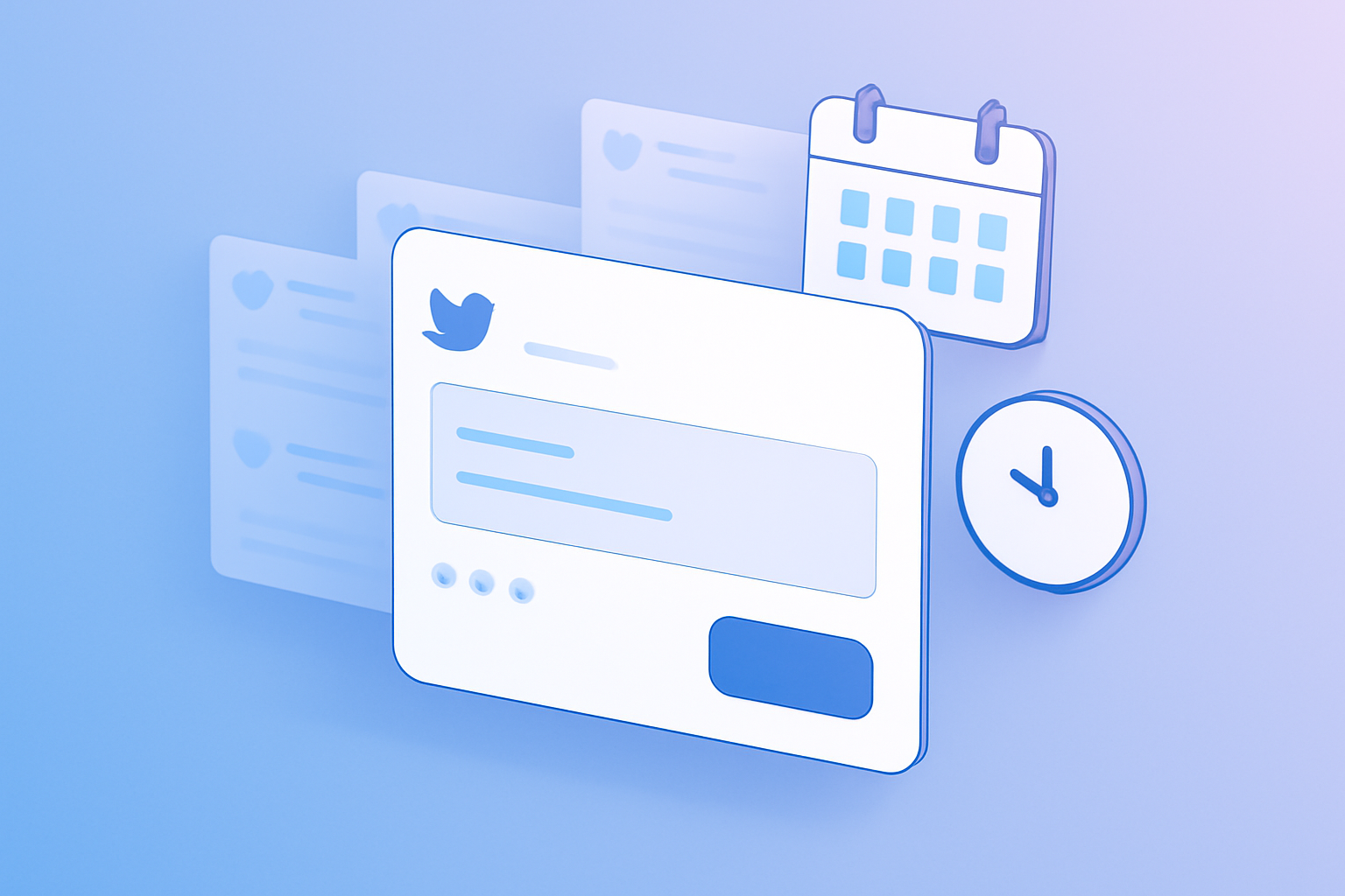 Tweet composer with scheduler icons and queued posts