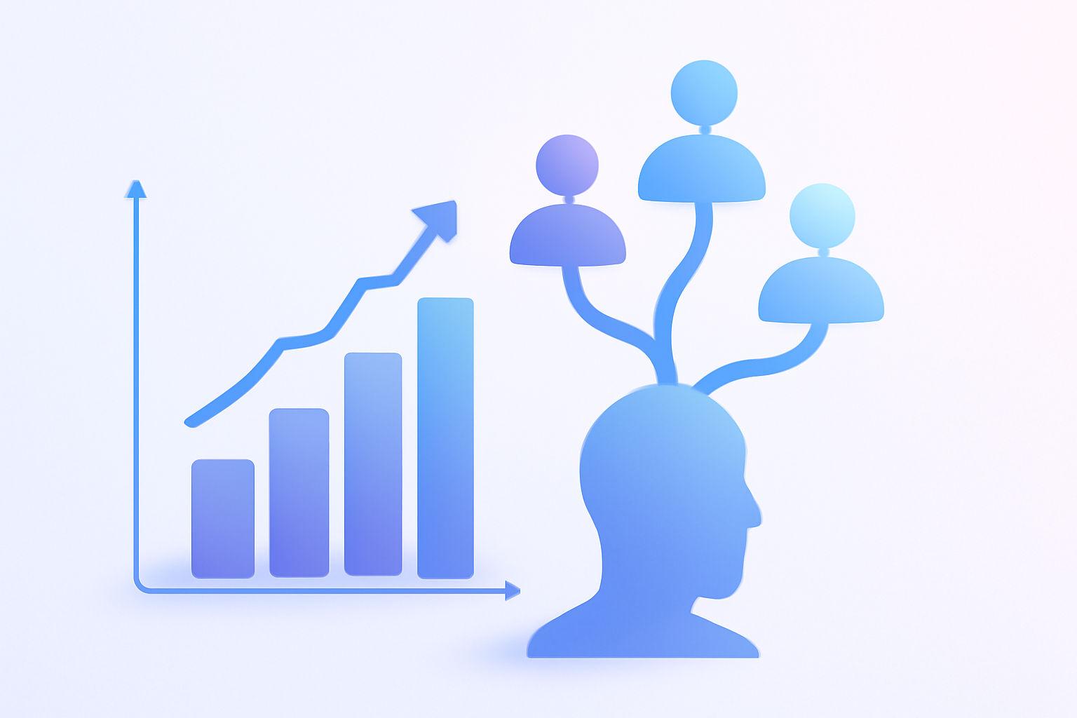 Organic X follower growth visualization with rising silhouettes