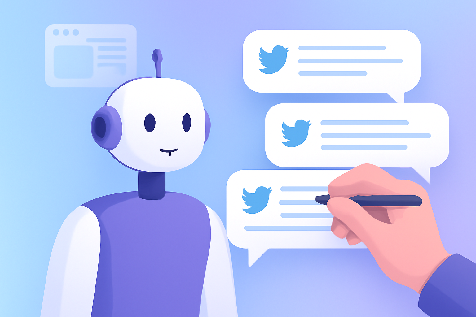 AI-assisted tweet drafting workflow illustration
