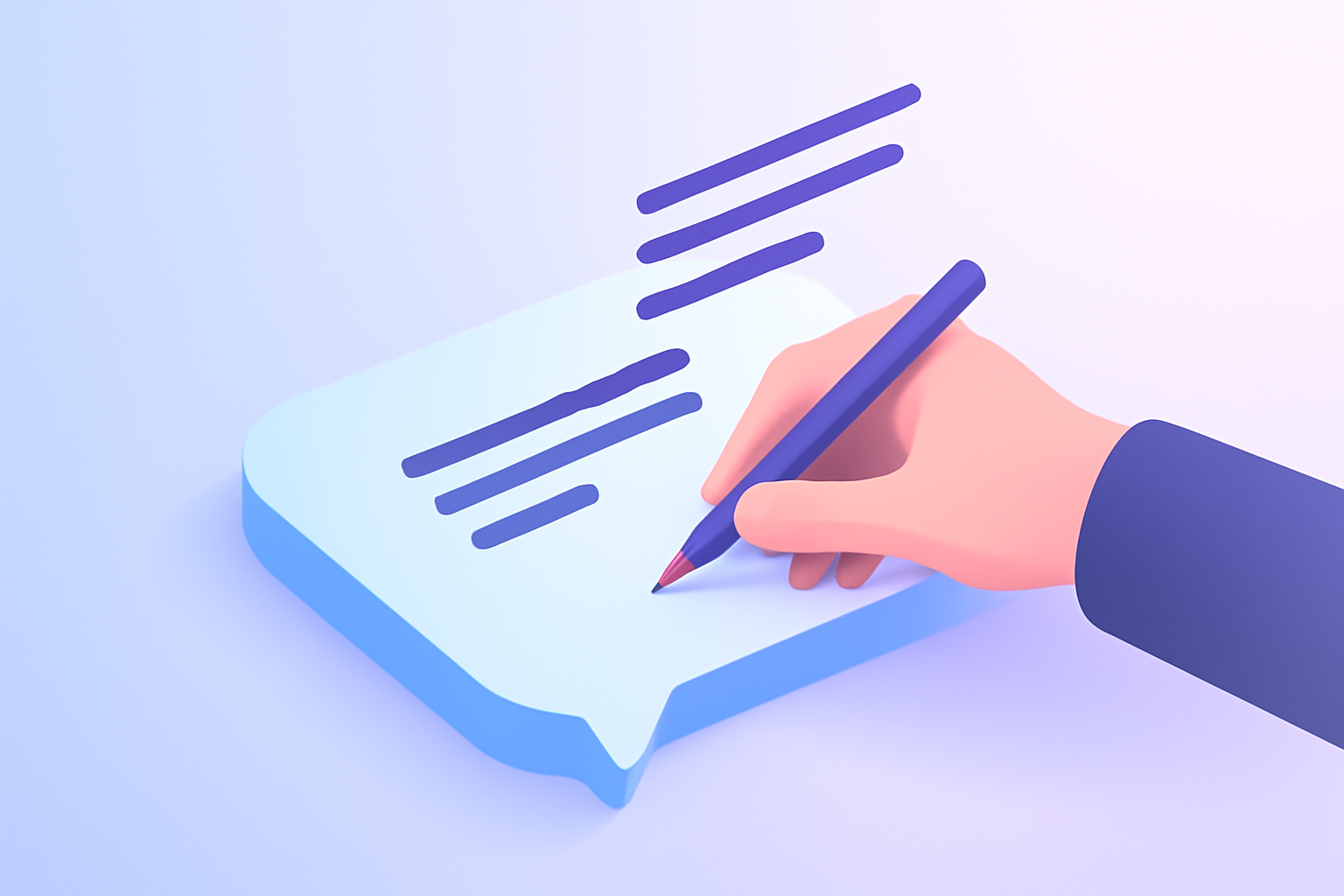 Hand writing a refined tweet with editing marks
