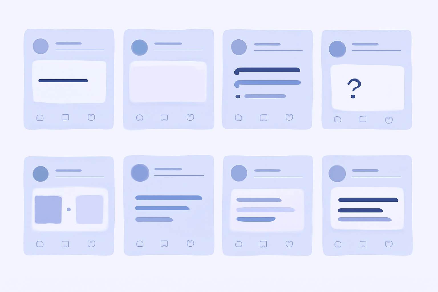 Eight tweet format types grid illustration