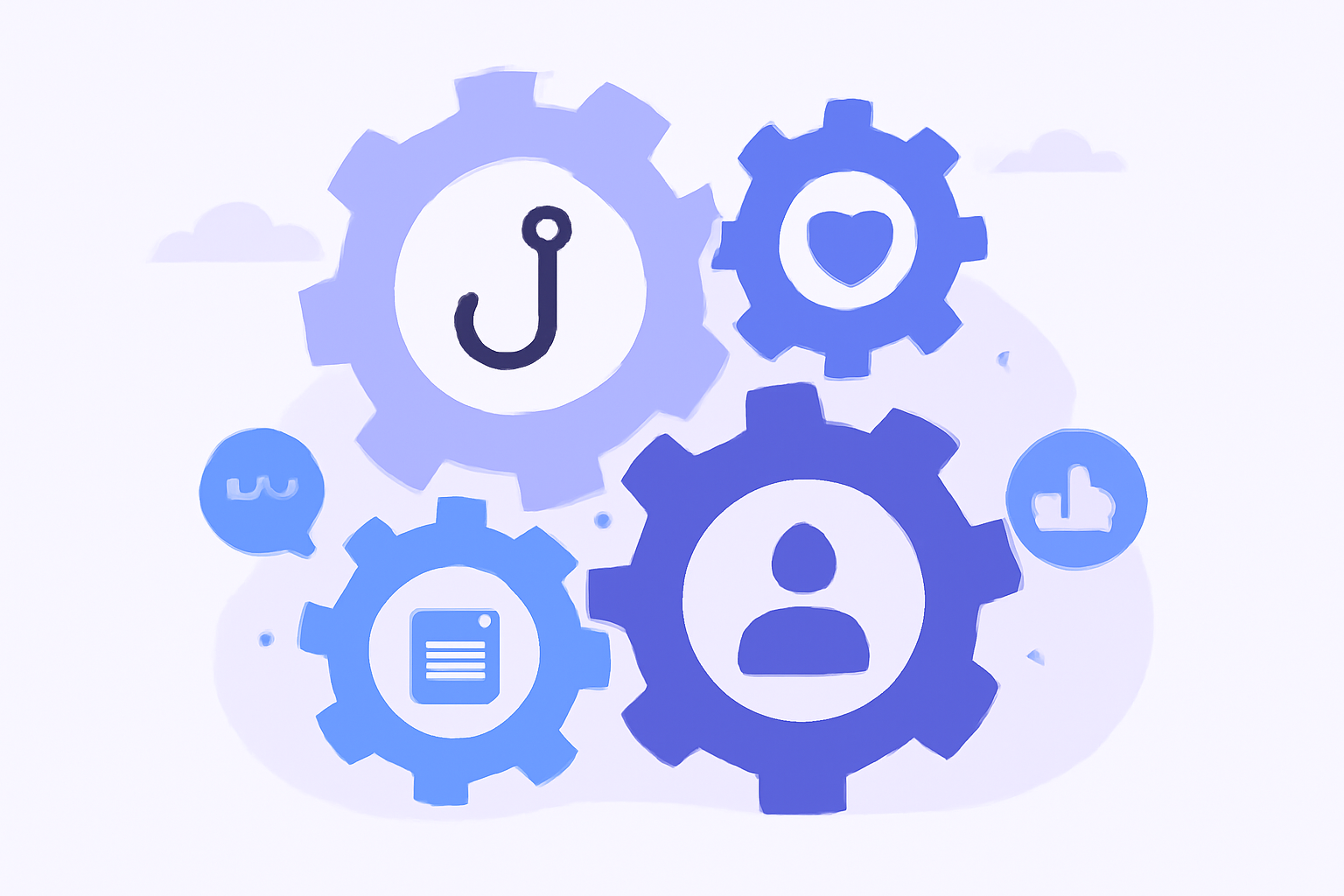Four viral mechanic gears interlocking diagram