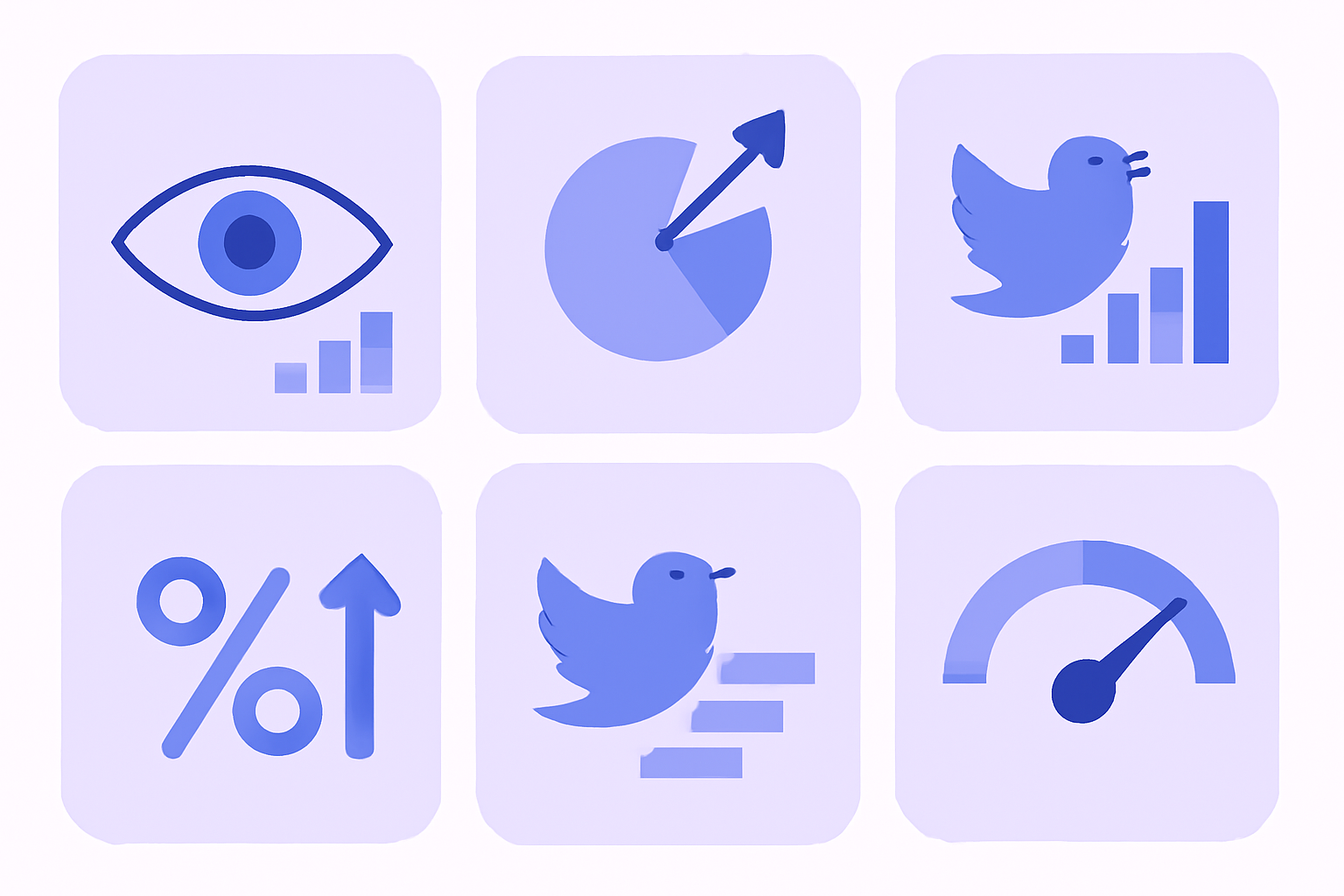 Six key X dashboard metrics tile grid