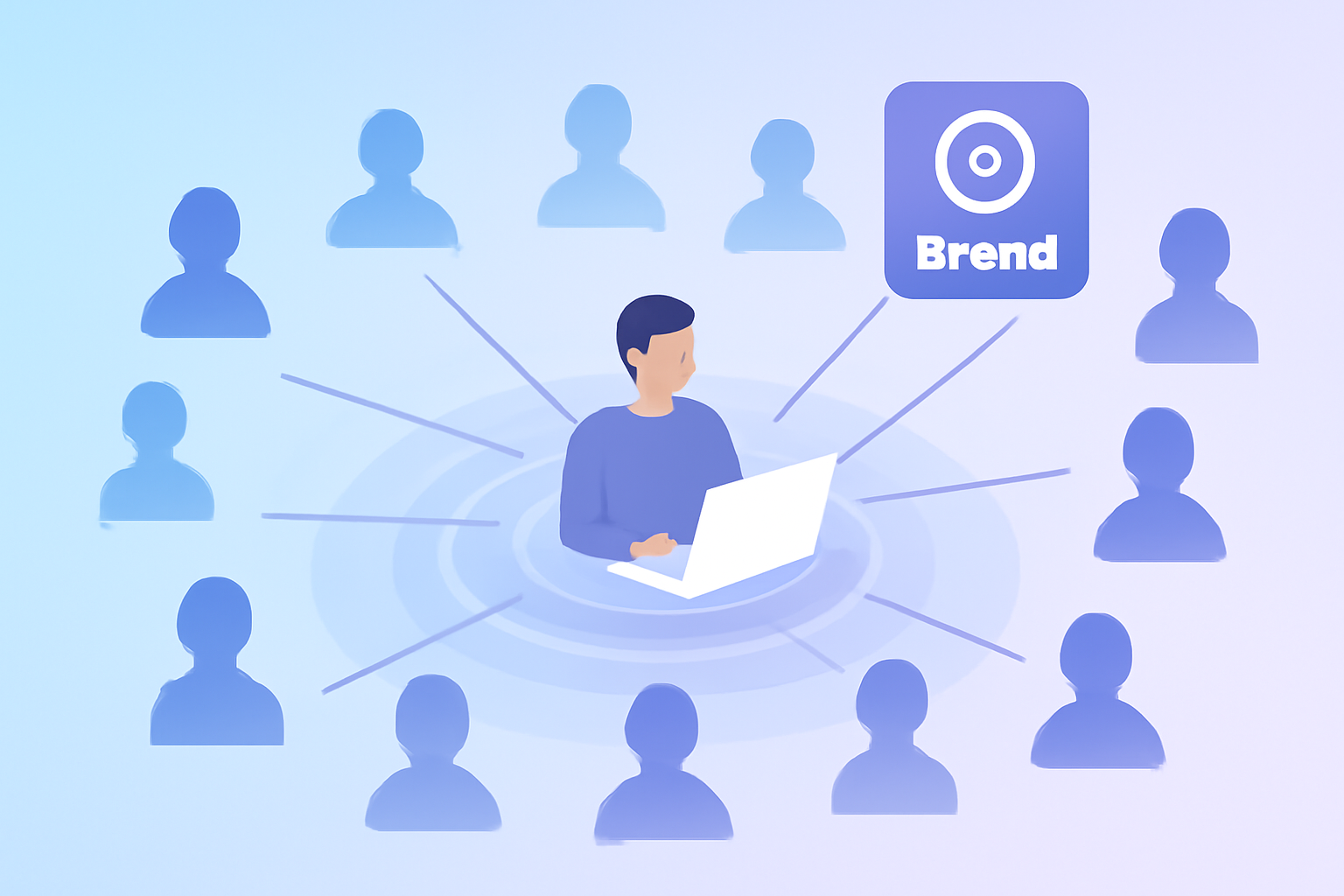 Influencer at center spreading brand reach outward