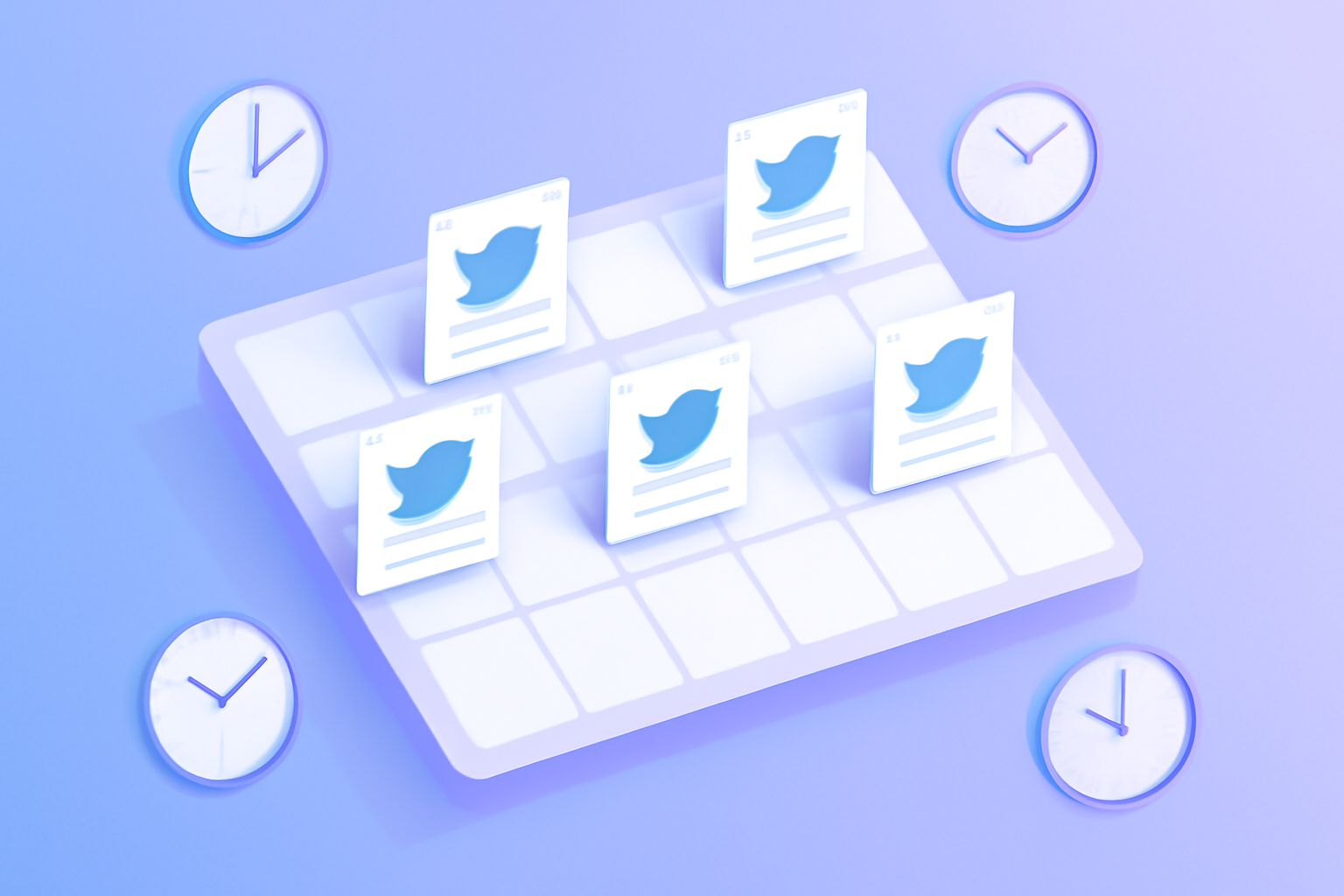 Calendar grid with queued tweet cards across days