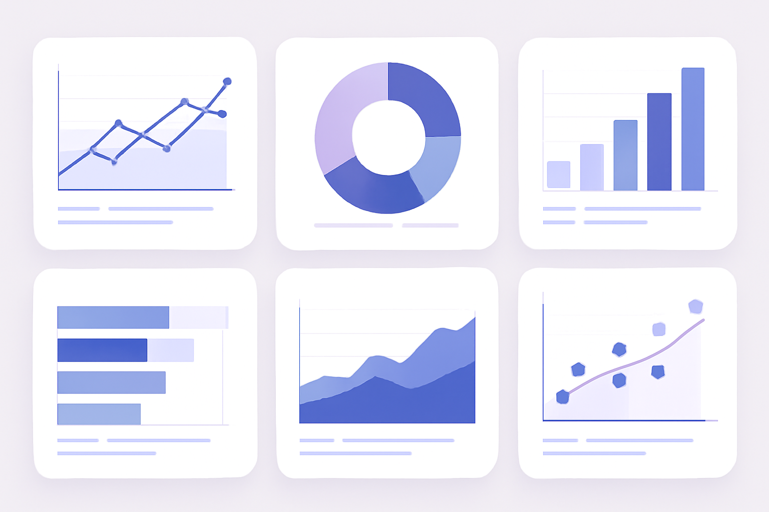 Six dashboard view types grid visualization