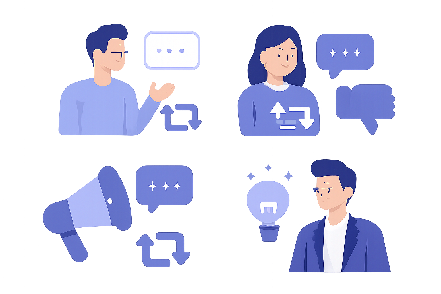 Four strategic quote retweet use case patterns grid