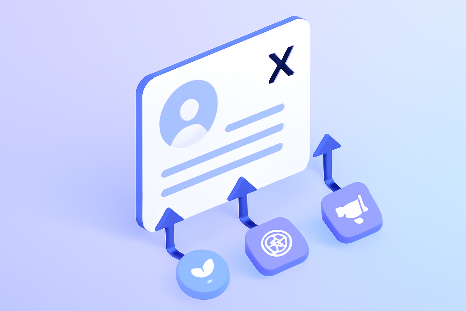 Twitter profile with three promotion channel arrows
