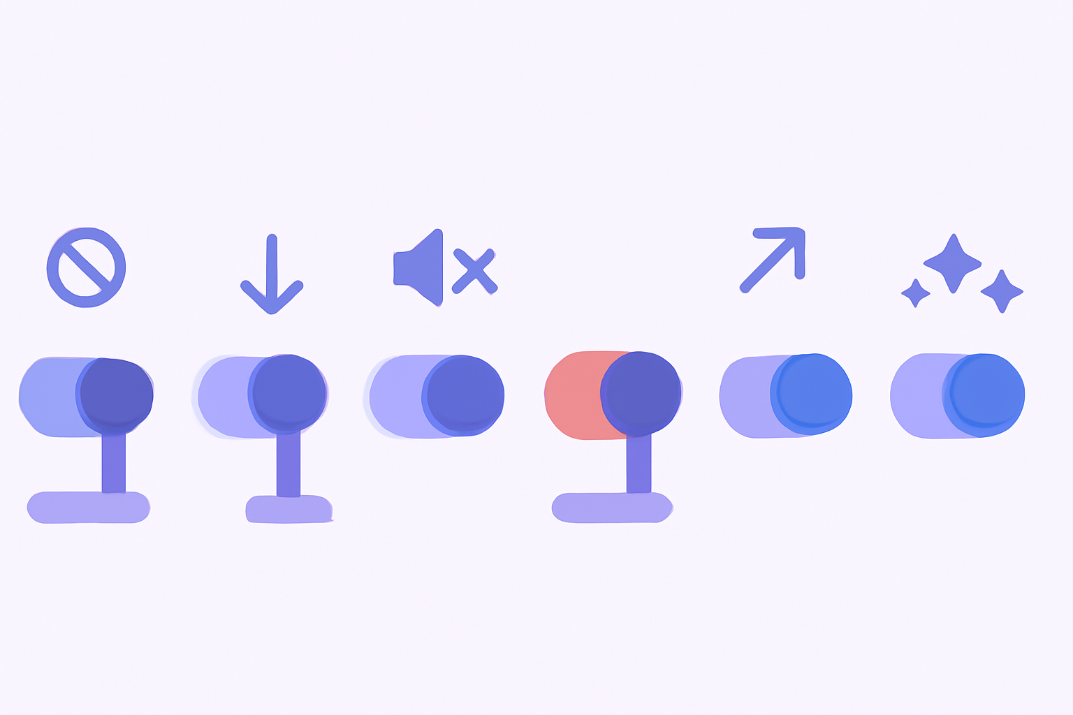 Six algorithm tuning levers visualization