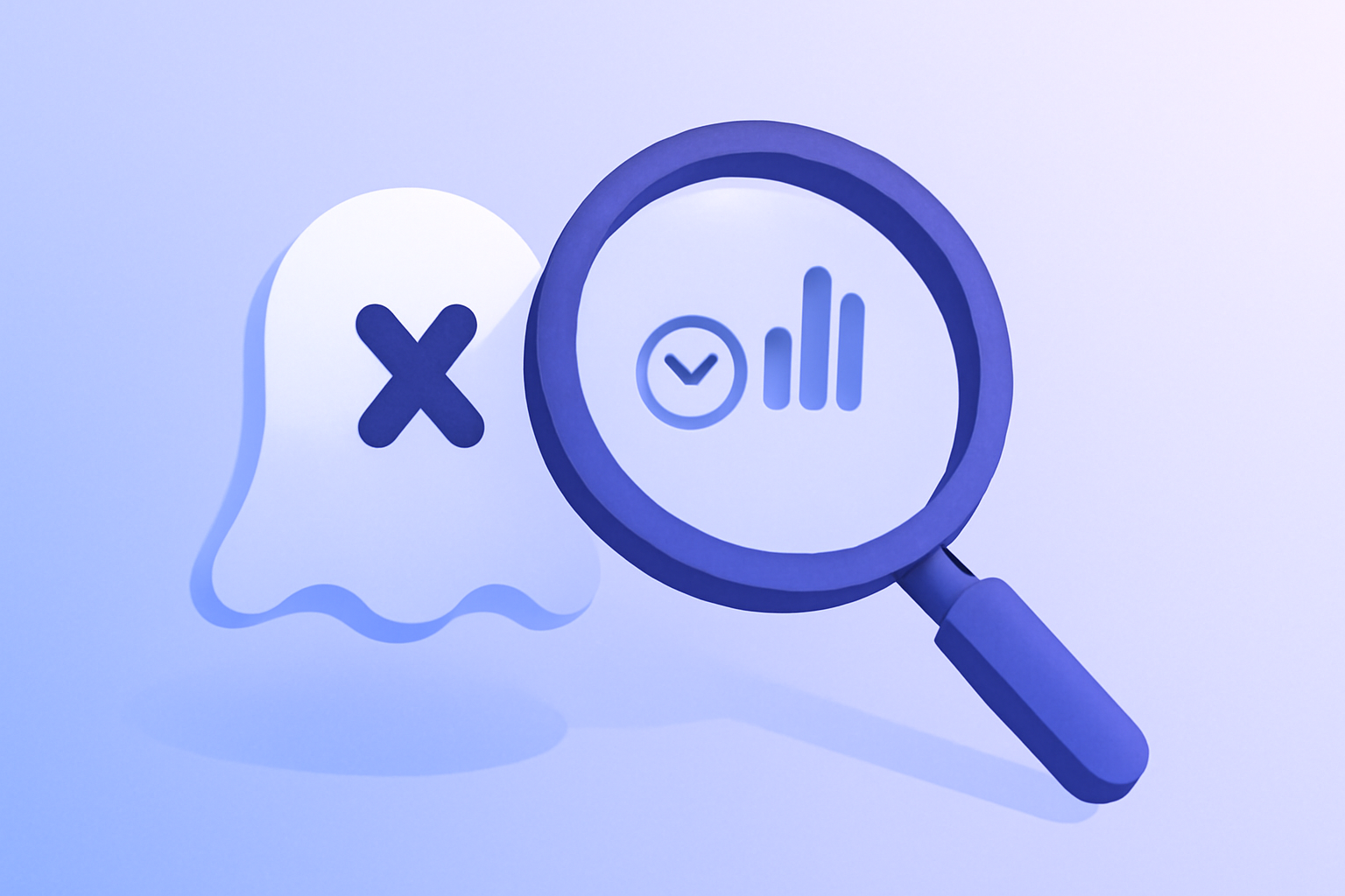 Magnifying glass examining ghost ban indicators