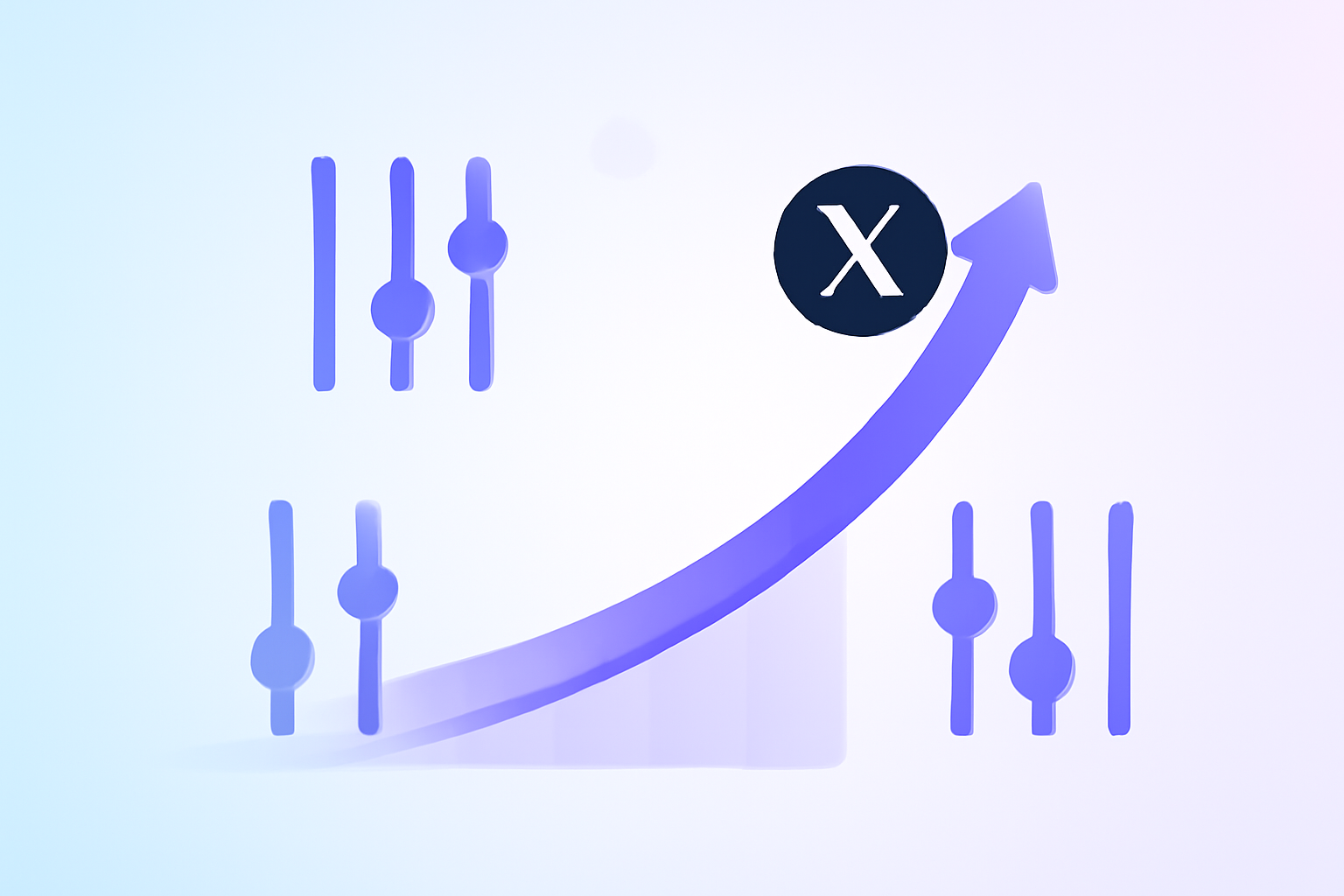 Twitter growth curve with four lever icons