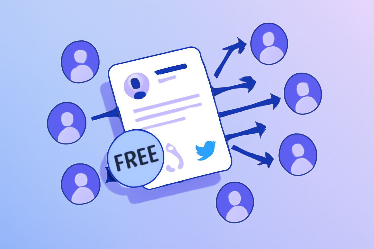 Tweet card amplified by free retweet arrows to multiple users