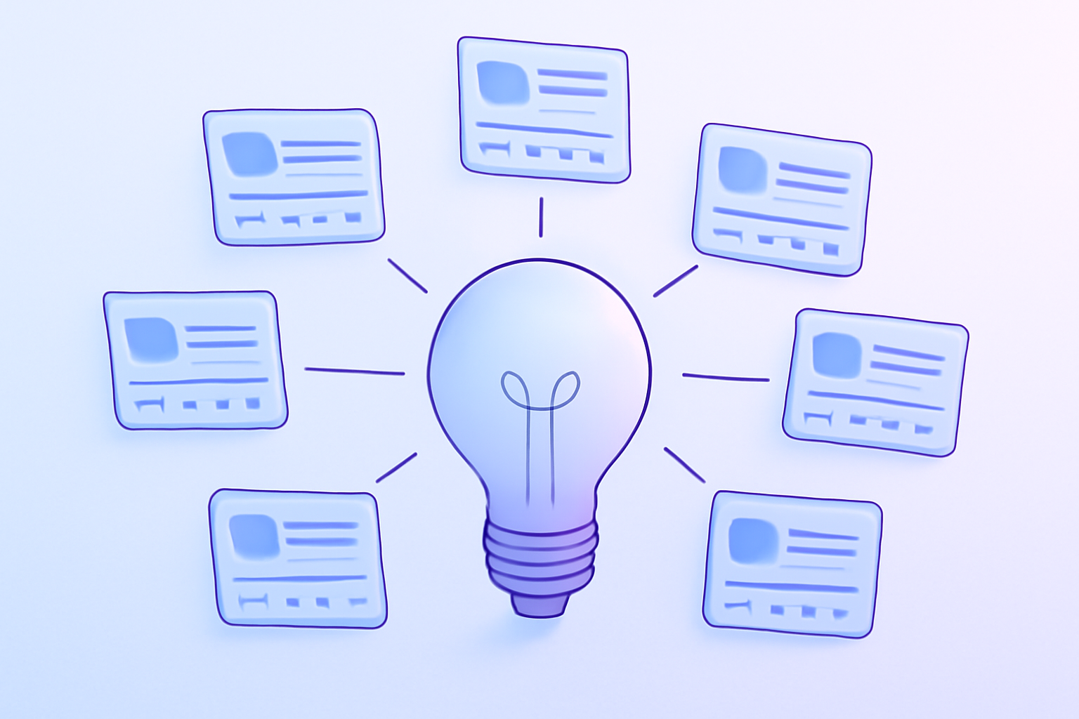 Tweet content idea lightbulb with six pattern cards