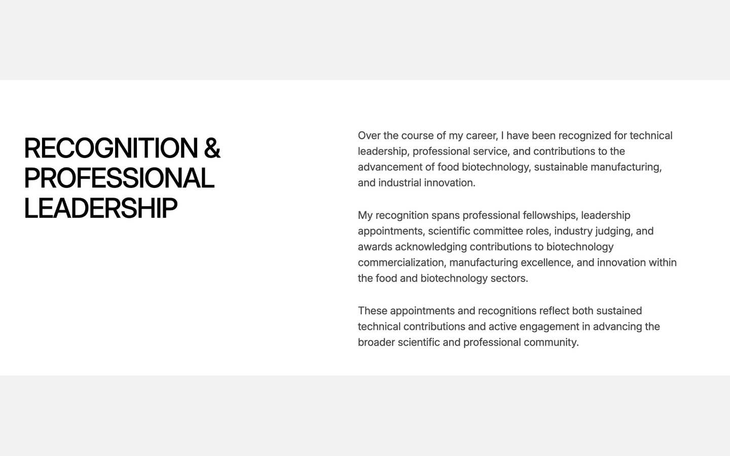 Recognition & Professional Leadership
