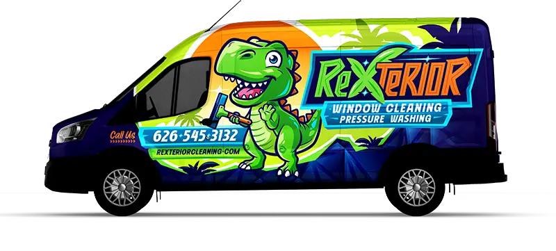 Rexterior branded exterior cleaning truck in Pasadena