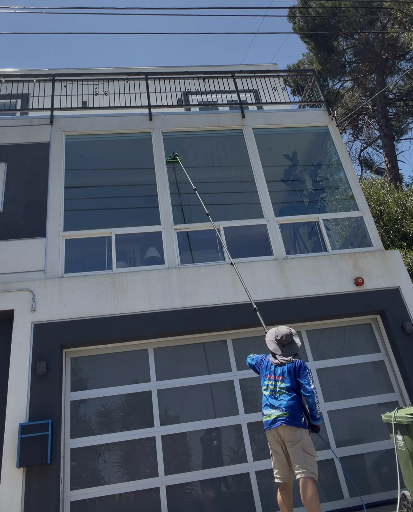 Multi-story window cleaning with water-fed pole in Pasadena, CA