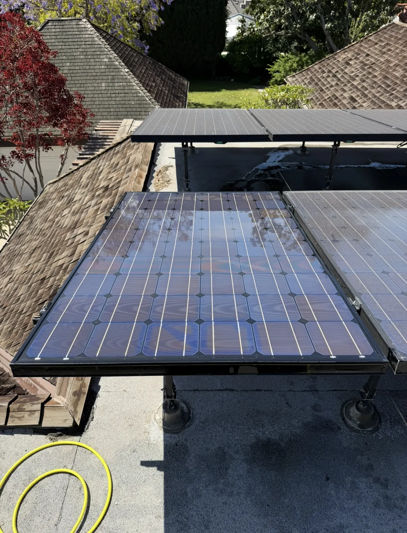 Visual inspection during solar panel cleaning in Pasadena, CA