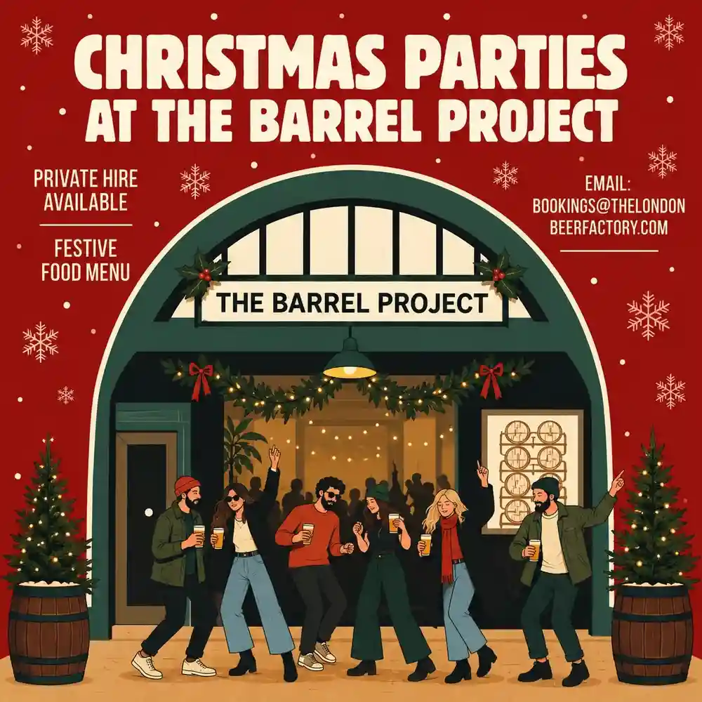 Planning the Christmas party? Make The Barrel Project your own for the night!🎄
Take over the full venue for your festive celebrations, with a festive buffet menu, plenty of beers, cocktails and space for up to 200 guests. Bring the whole team, round up your mates and settle in for a night of food, drinks and Christmas celebrations on the Bermondsey Beer Mile!
📩 Email: bookings@thelondonbeerfactory