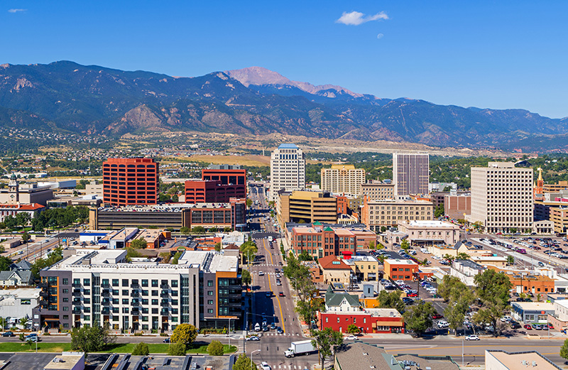 Arial view of Colorado Springs, CO